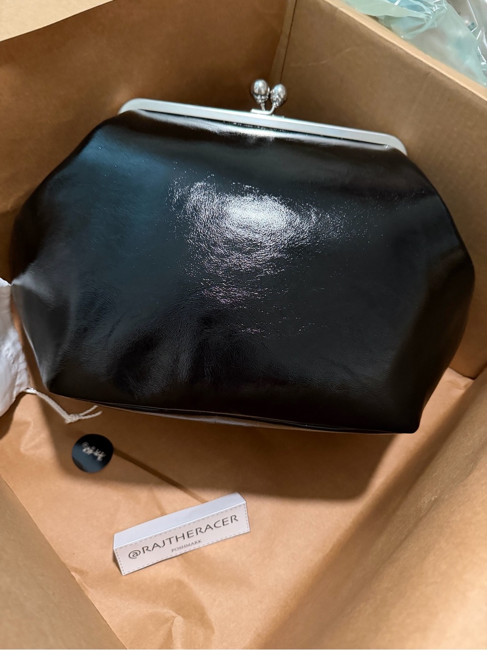 COACH Large Kisslock Frame bag - limited - Silver Hardware/glazed leather (NWT)